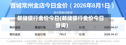 邮储银行金价今日(邮储银行金价今日查询)
